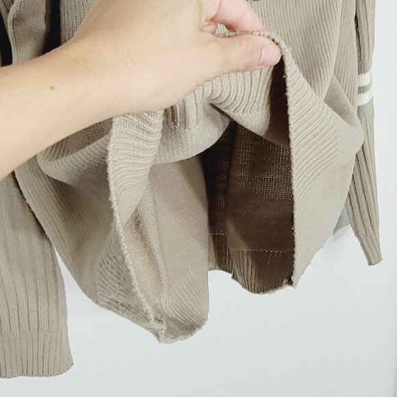 Exco Wear Vintage Beige Knit Long Sleeve Stripe Retro Crew Neck Pullover Sweater - Picture 7 of 10